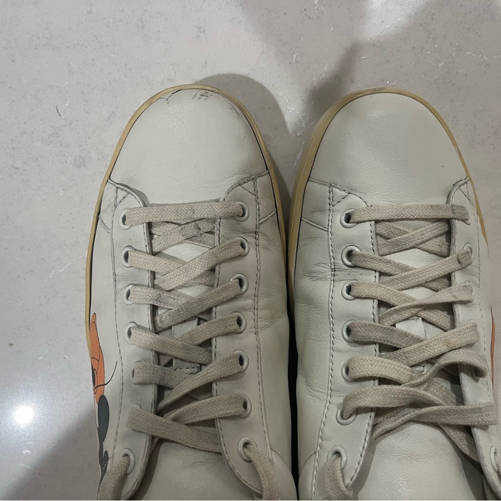 Gucci x Disney collab White and Orange Sneakers with Mickey Design, M9/W10.5 - Picture 4 of 9